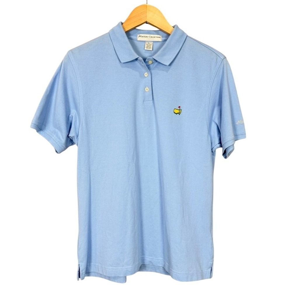 Masters Collection Womens Light Blue Pima Cotton Polo Shirt‎ Golf Logo L Size L